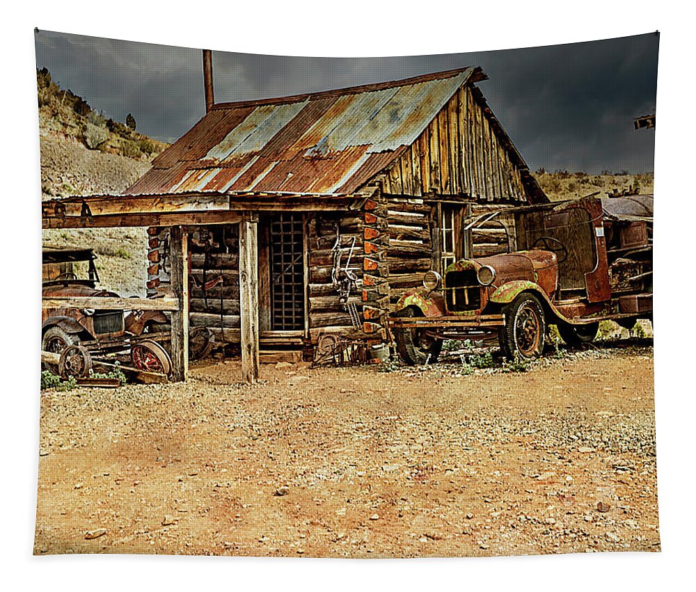  Tapestry featuring the photograph Shed and Trucks by Al Judge