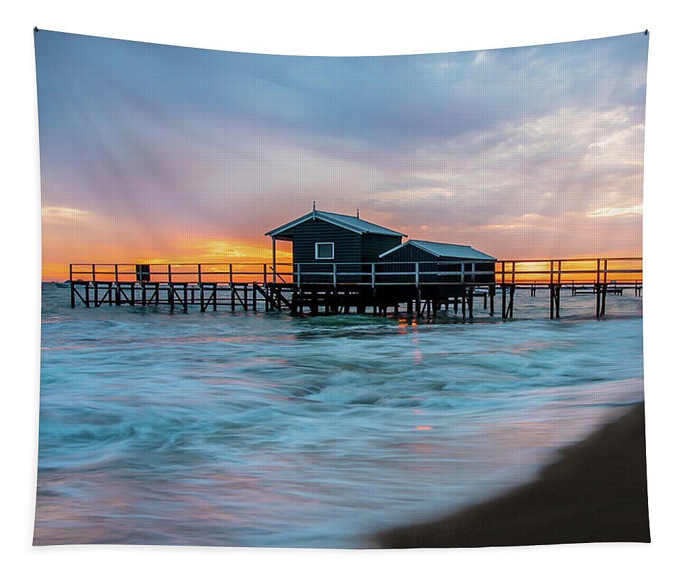 Shelley Beach Tapestry featuring the photograph Shelley Beach Boat Jetty by Vicki Walsh