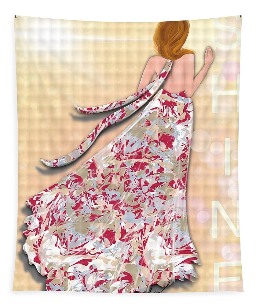Fashion Illustration Tapestry featuring the mixed media SHINE Fair by Yolanda Holmon