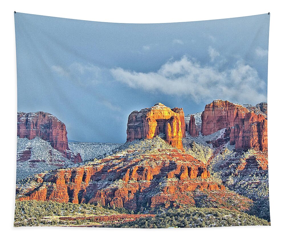 Cathedral Rock Tapestry featuring the photograph Shine on Cathedral by Tom Kelly