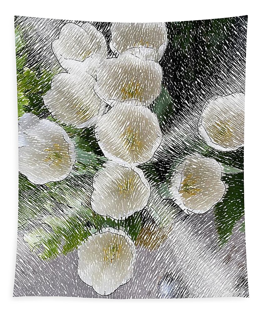 Tulips Tapestry featuring the digital art Shining White Tulips by Katherine Erickson