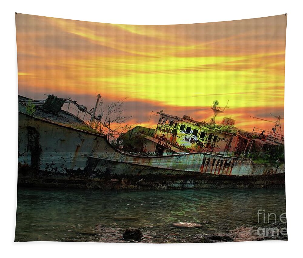 Abandoned Tapestry featuring the photograph Ship Wreck by On da Raks