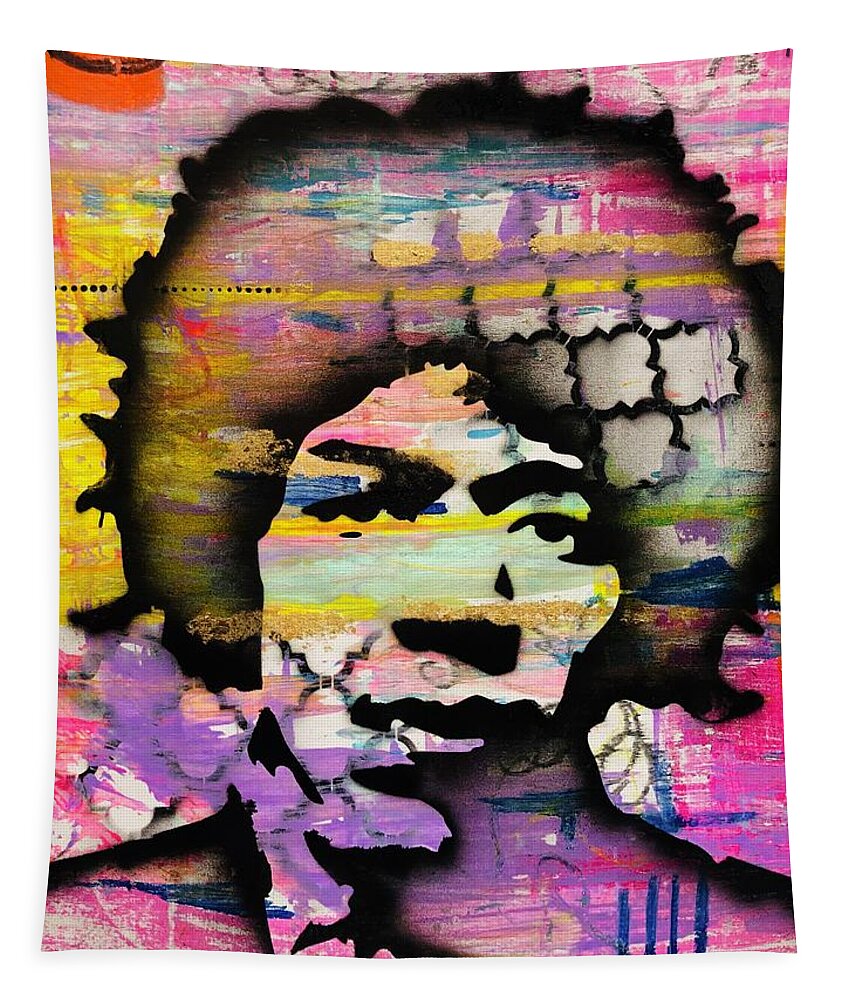 Jimi Hendrix Tapestry featuring the painting Show me your colors by Jayime Jean