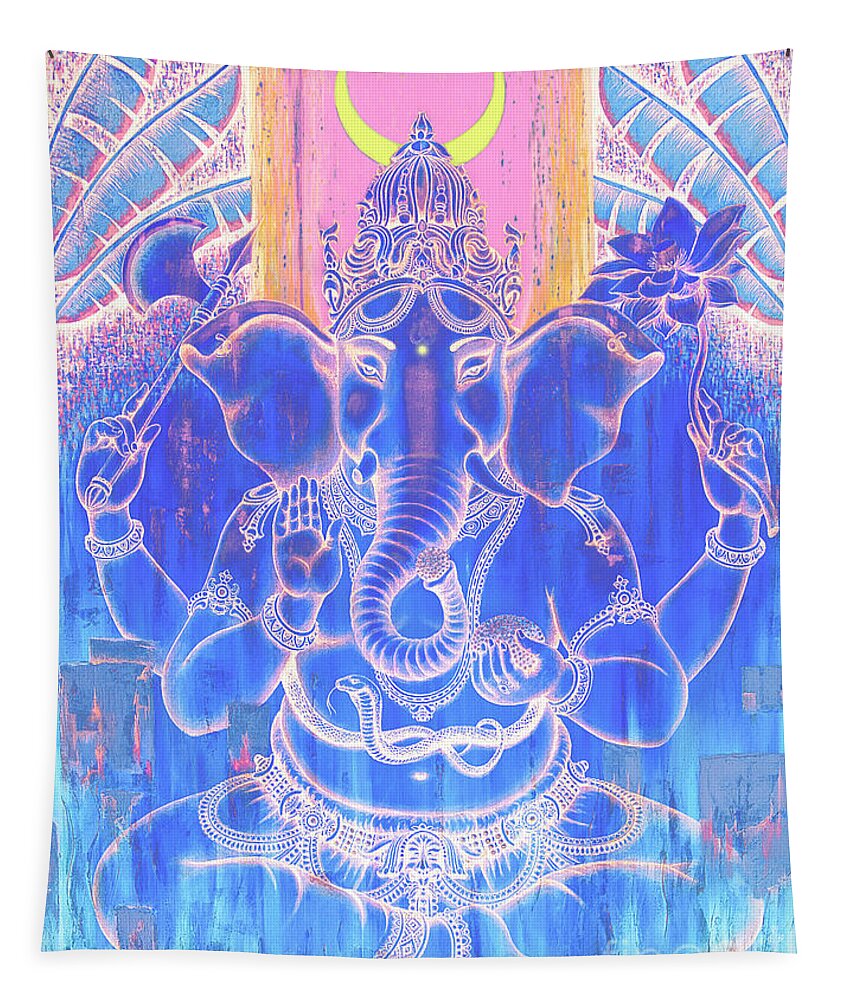 Ganesha Tapestry featuring the painting Shree Ganapati by Vrindavan Das