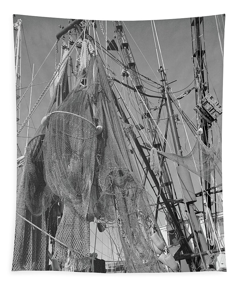 Shrimp Boat Tapestry featuring the photograph Shrimp Boat Rigging by John Simmons