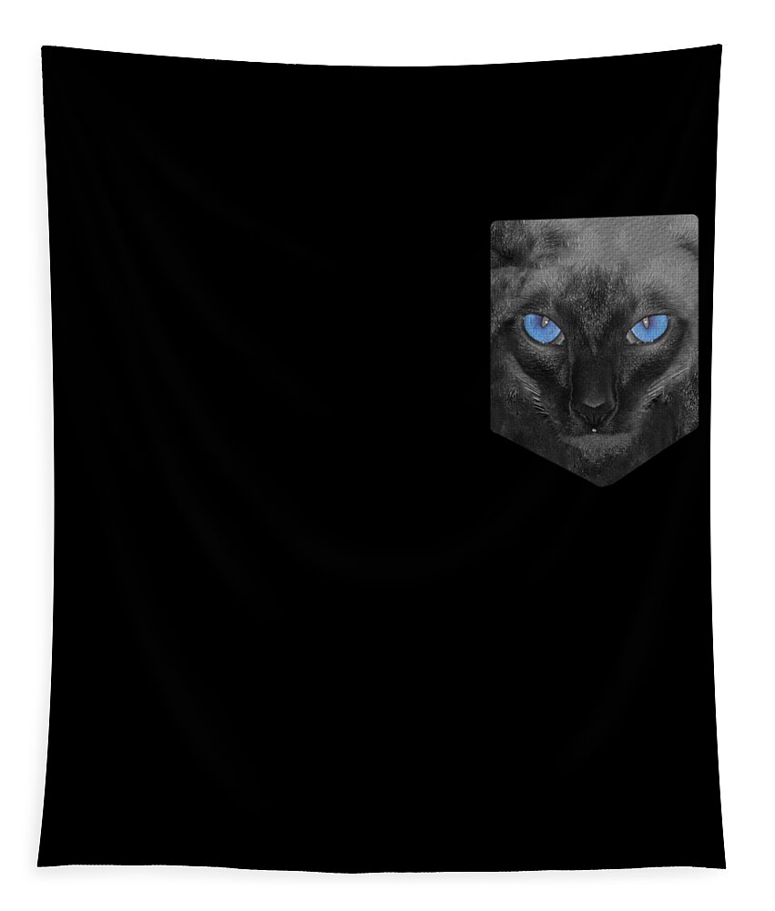 Funny Tapestry featuring the digital art Siamese Cat Pocket Shirt by Flippin Sweet Gear