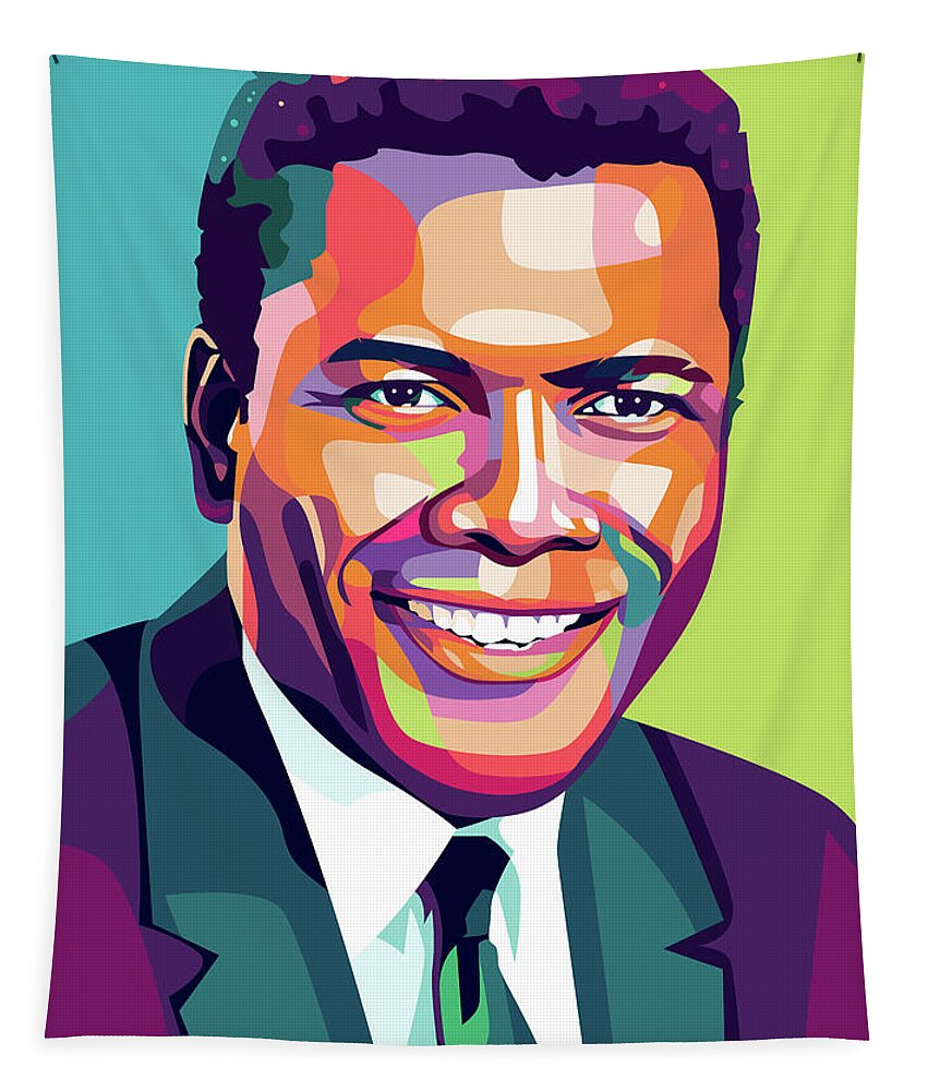 Sidney Poitier Tapestry featuring the painting Sidney Poitier by Movie World Posters