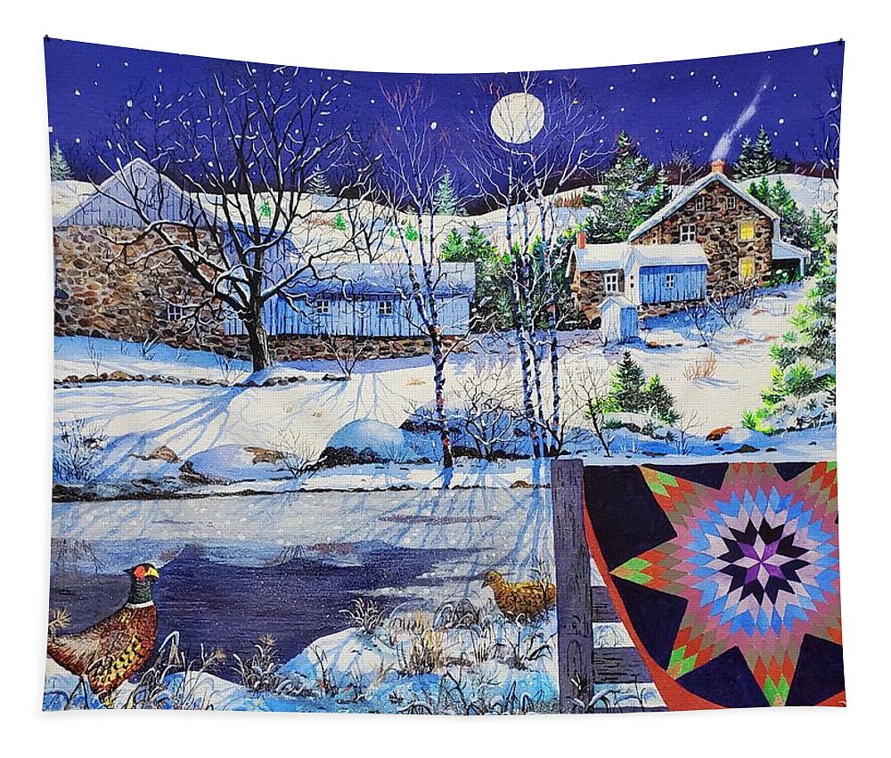 Snow Landscape Tapestry featuring the painting Silent Night by Diane Phalen