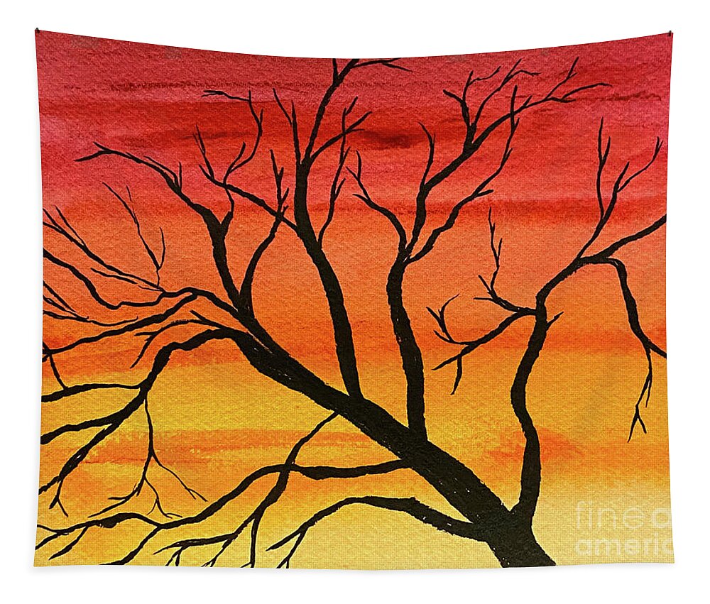 Tree Tapestry featuring the mixed media Silhouette by Lisa Neuman