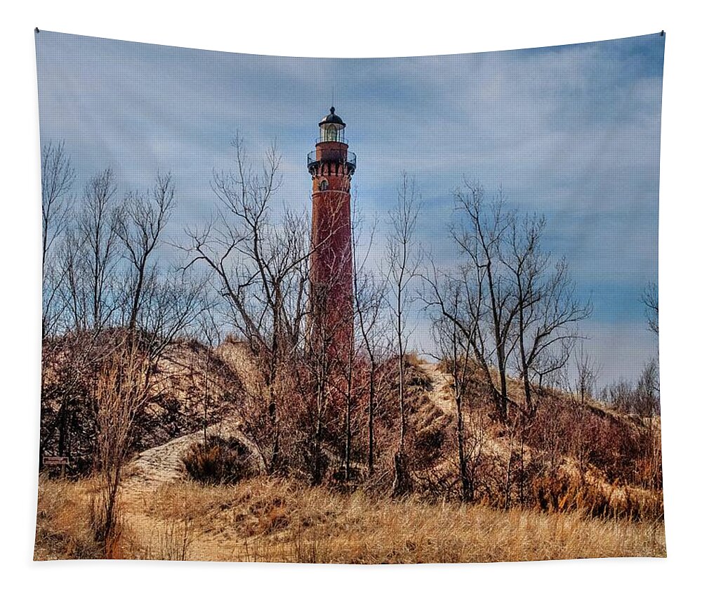 Northernmichigan Tapestry featuring the photograph Silver Lake Lighthouse..... IMG_3937 HRes by Michael Thomas