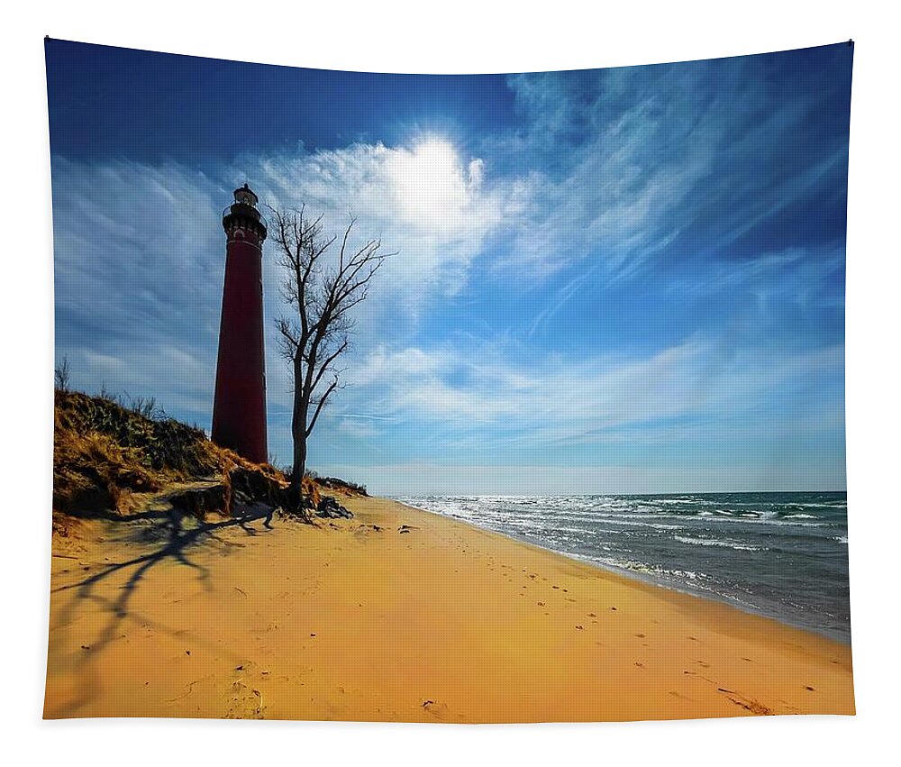 Northernmichigan Tapestry featuring the photograph Silver Lake Lighthouse..... IMG_8835 HRes by Michael Thomas