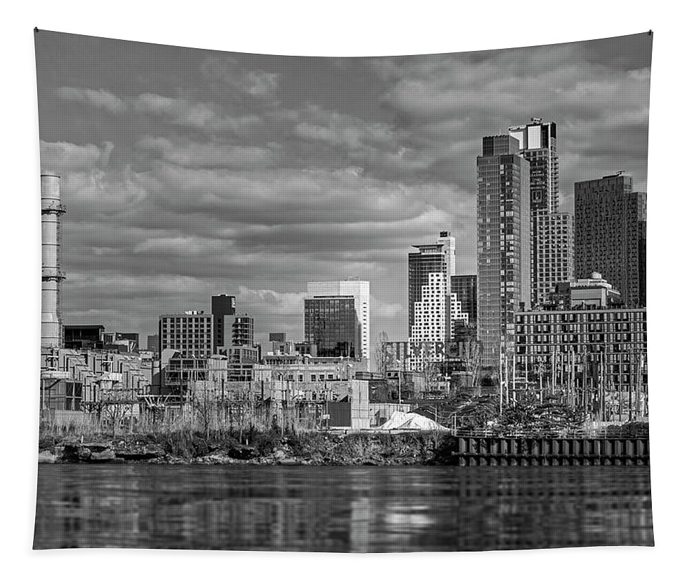Silvercup Studios Tapestry featuring the photograph Silvercup Studios BW by Susan Candelario
