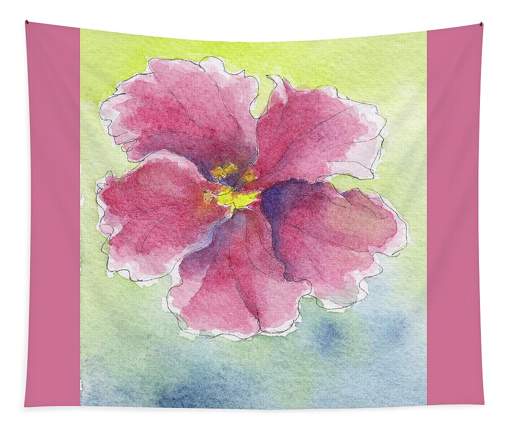 Hibiscus Tapestry featuring the painting Simply Red by Anne Katzeff
