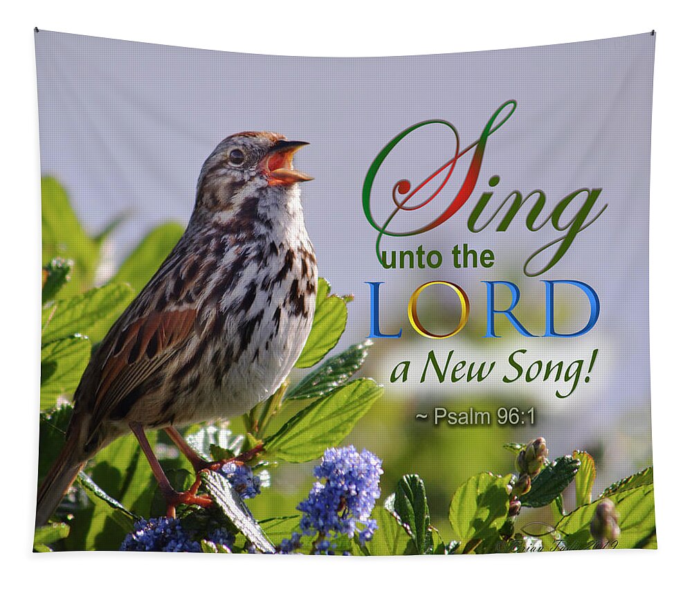 Song Sparrow Tapestry featuring the photograph Sing to the Lord by Brian Tada