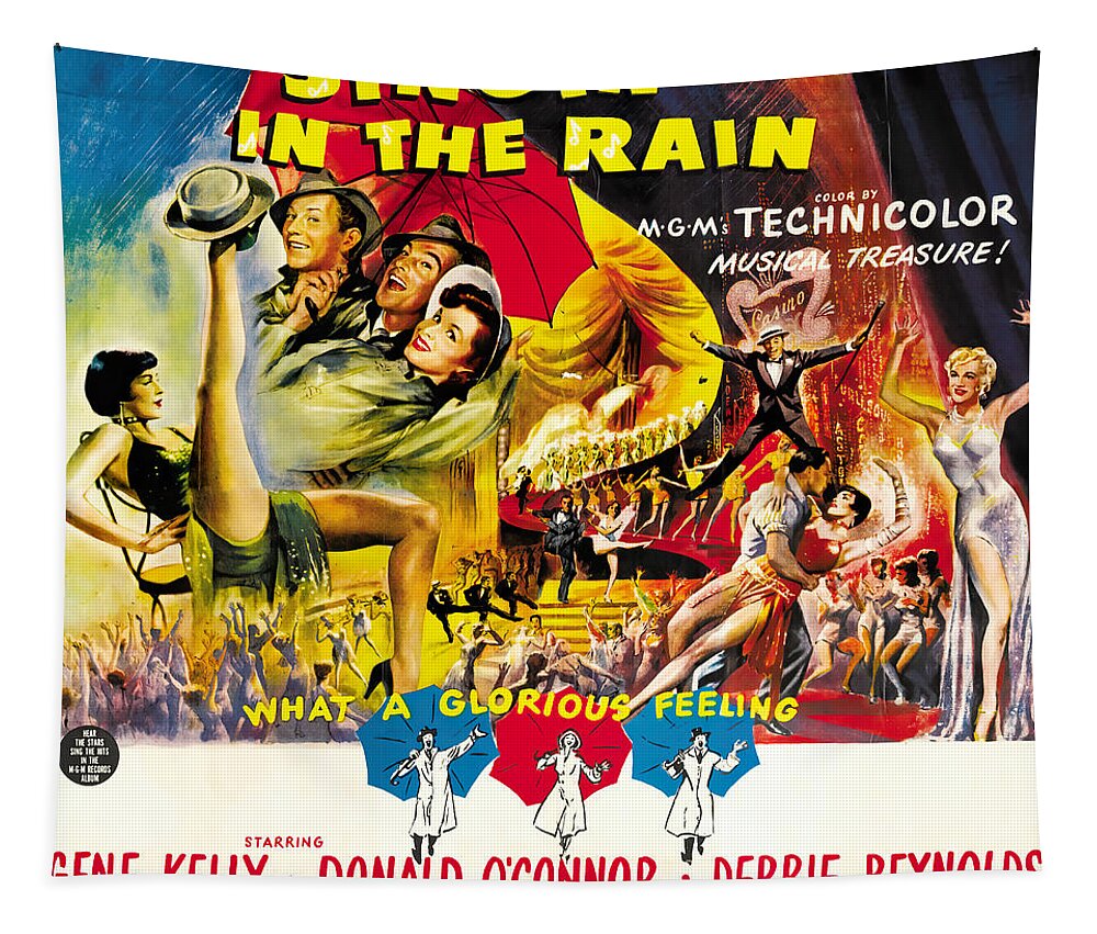 Singin Tapestry featuring the mixed media ''Singin' in the Rain'', with Gene Kelly, 1952 #1 by Movie World Posters