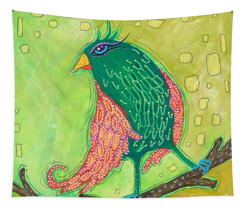 Bird Painting Tapestry featuring the painting Singing Sweet Songs by Tanielle Childers