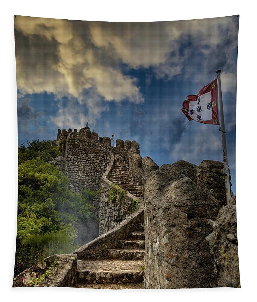Castle Of The Moors Tapestry featuring the photograph Sintra Moorish Castle Rampart by Micah Offman