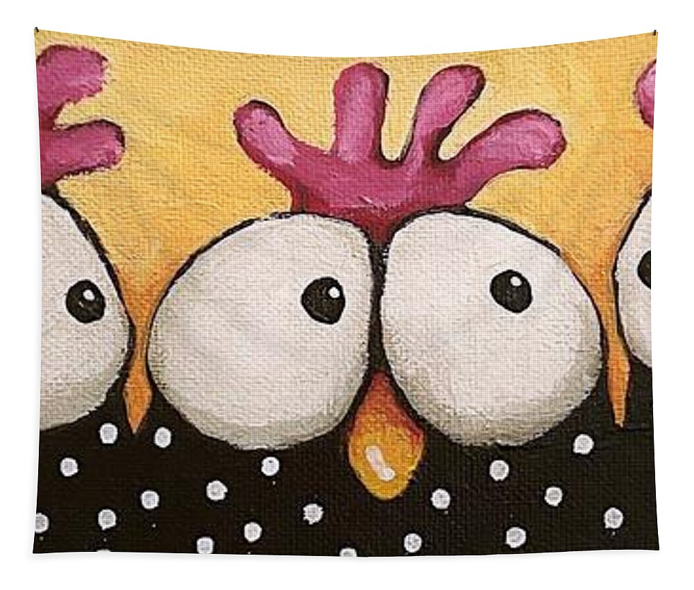 Chicken Tapestry featuring the painting Sister Huddle by Lucia Stewart