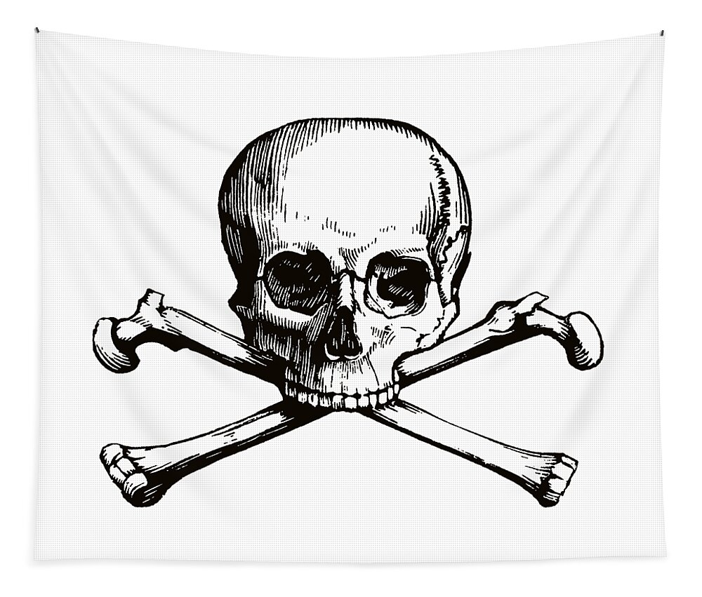 Skull And Crossbones Tapestry featuring the digital art Skull and Crossbones by Eclectic at Heart