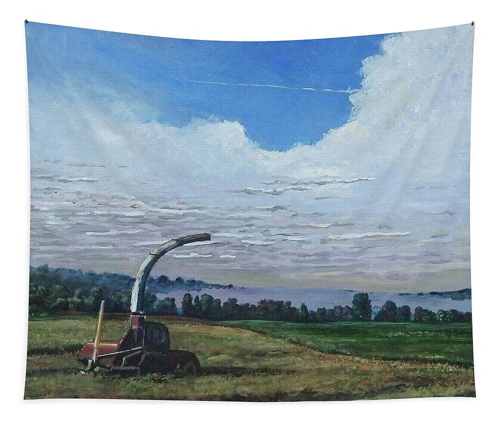Landscape Tapestry featuring the painting Sky Paths 4 by Douglas Jerving
