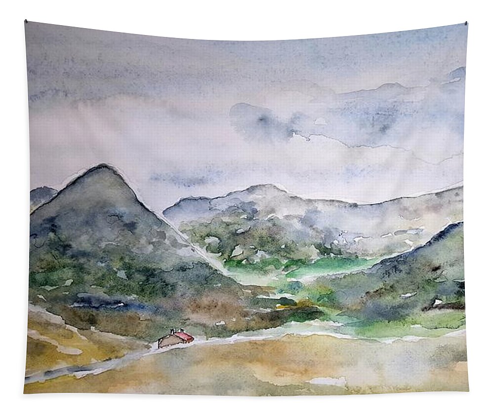 Watercolor Tapestry featuring the painting Skye Valley by John Klobucher