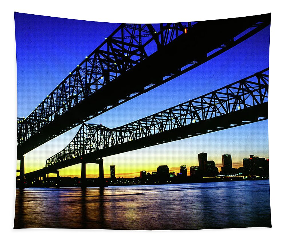 Algiers Tapestry featuring the photograph Walking To New Orleans - Crescent City Connection Bridge, New Orleans, LA by Earth And Spirit