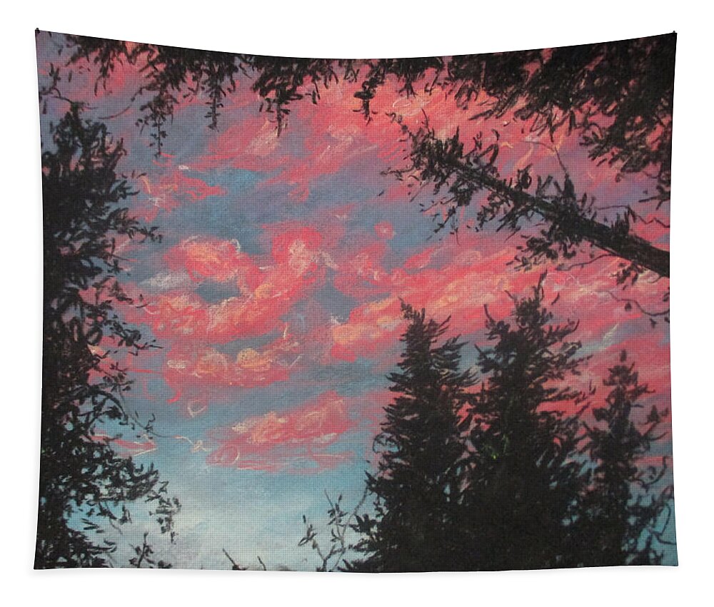 Forest Sky Tapestry featuring the painting Sky's Passion by Jen Shearer