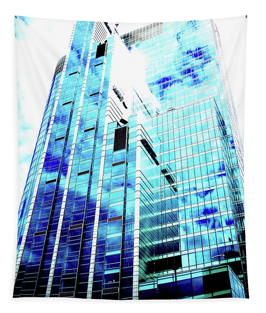 Skyscraper Tapestry featuring the photograph Skyscraper In Clouds In Warsaw, Poland 8 by John Siest