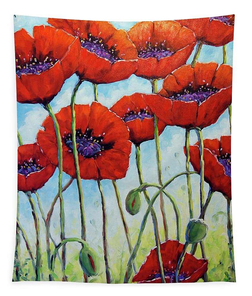 Artist Painter Tapestry featuring the painting Skyward Poppies by Richard T Pranke