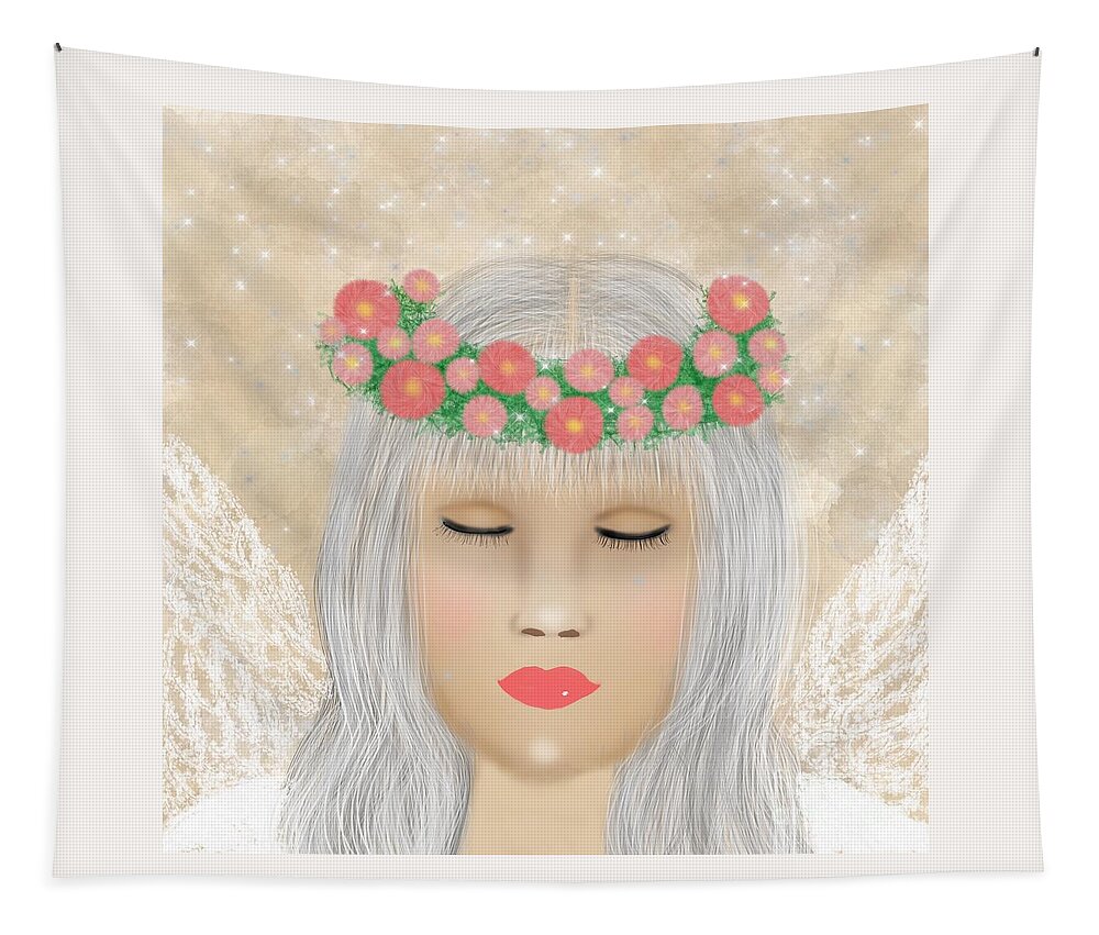 Sleeping Angel Tapestry featuring the digital art Sleeping angel by Elaine Hayward