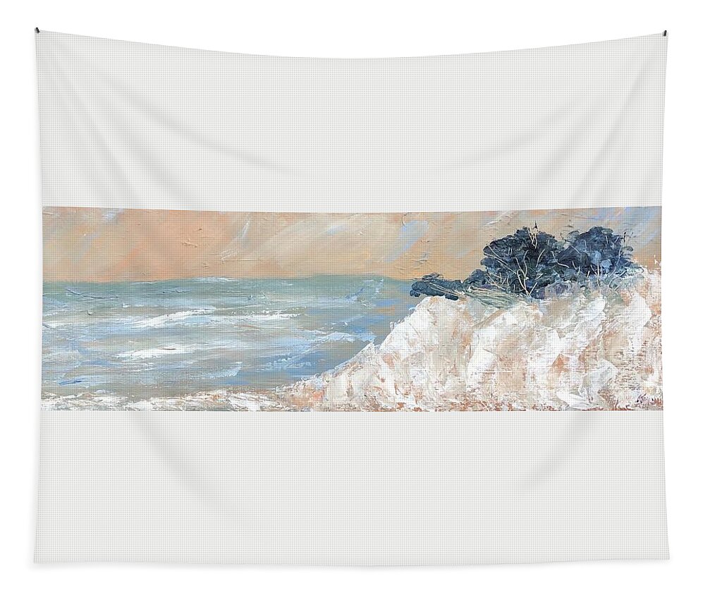 Seascape Lazy Sleepy Landscape Tapestry featuring the painting Seascape by Nina Jatania