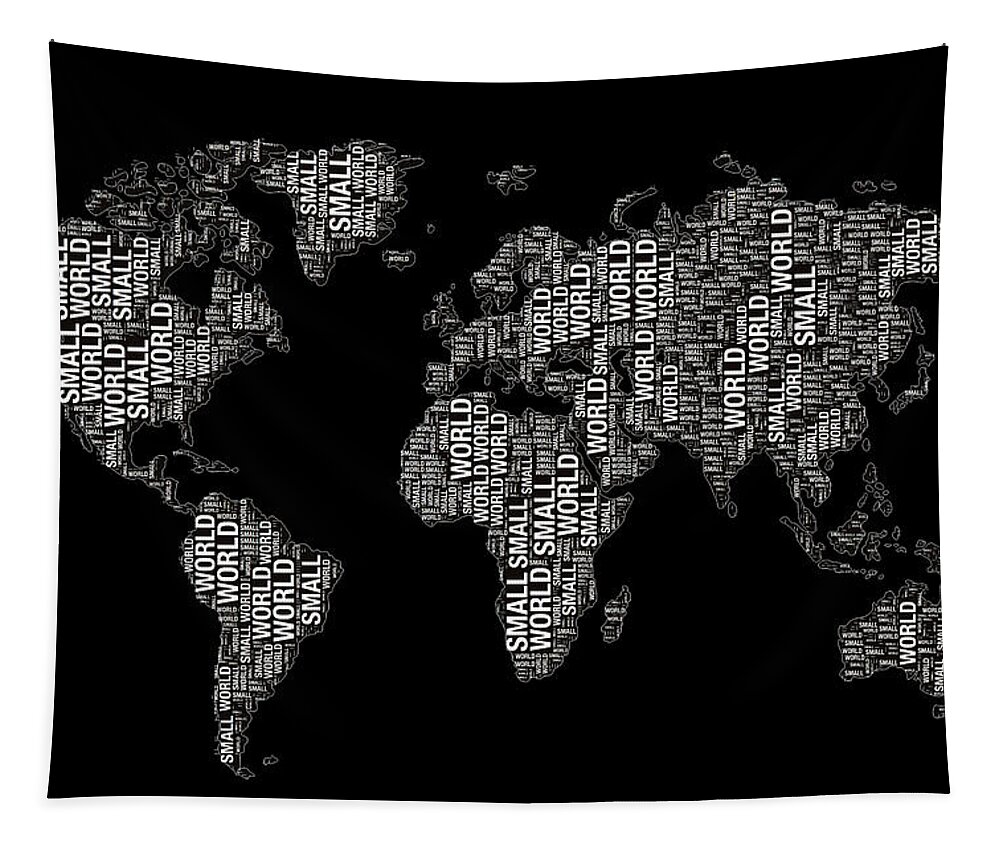 World Map Tapestry featuring the painting Small World Map Distressed Wall by Tony Rubino