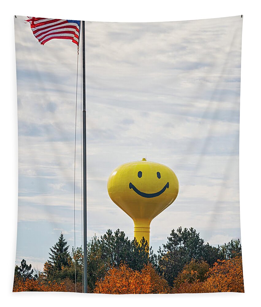 West Branch Smiley Tower Tapestry featuring the photograph Smiley Tower by Peg Runyan
