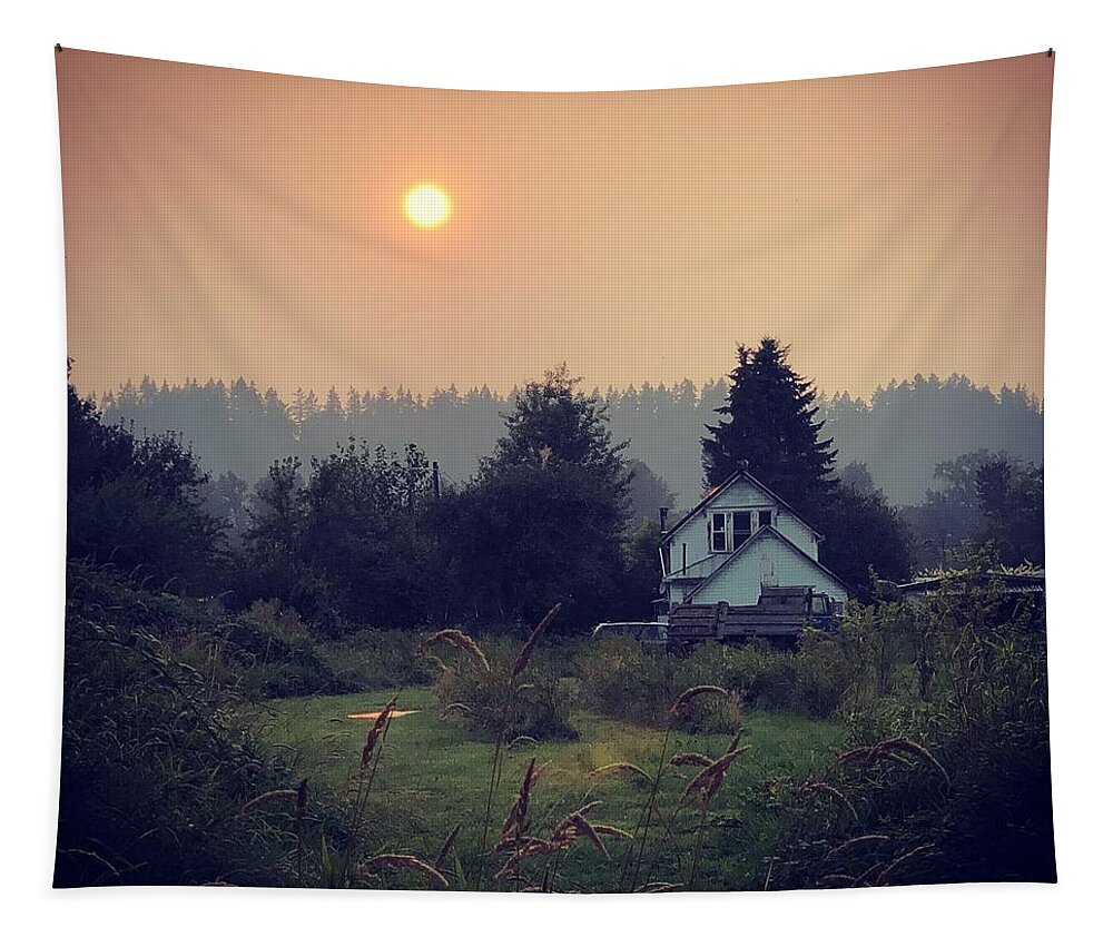 Sun Tapestry featuring the photograph Smoke from a Distant Fire by Grey Coopre