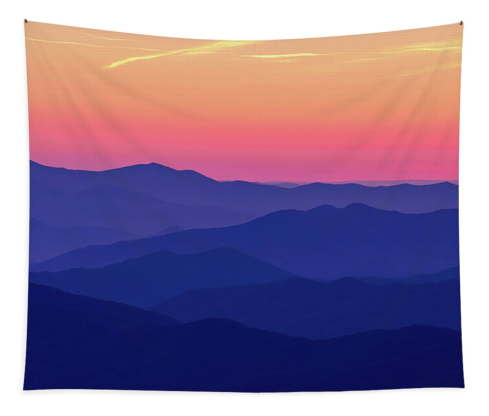 Clingmans Tapestry featuring the photograph Smoky Mountain Autumn Sunset by Kenneth Everett