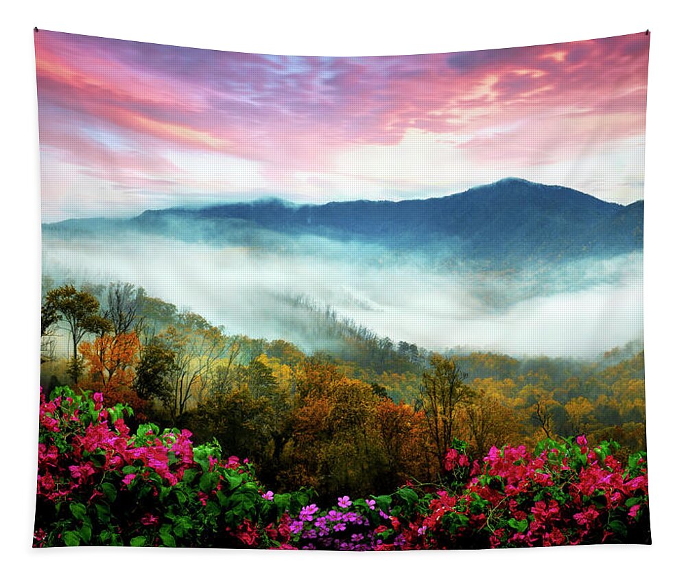 Boyds Tapestry featuring the photograph Smoky Mountains Overlook Blue Ridge Parkway by Debra and Dave Vanderlaan