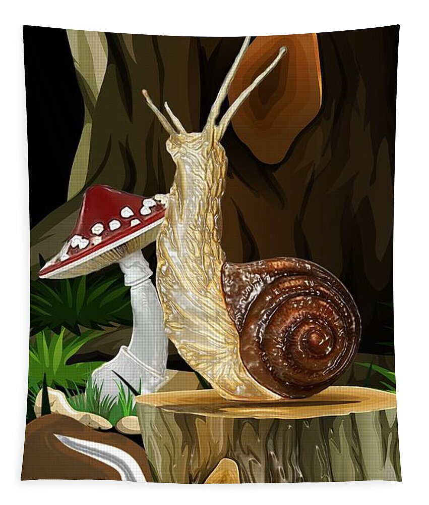Snail Topia Tapestry featuring the digital art Snail Topia 8 by Aldane Wynter