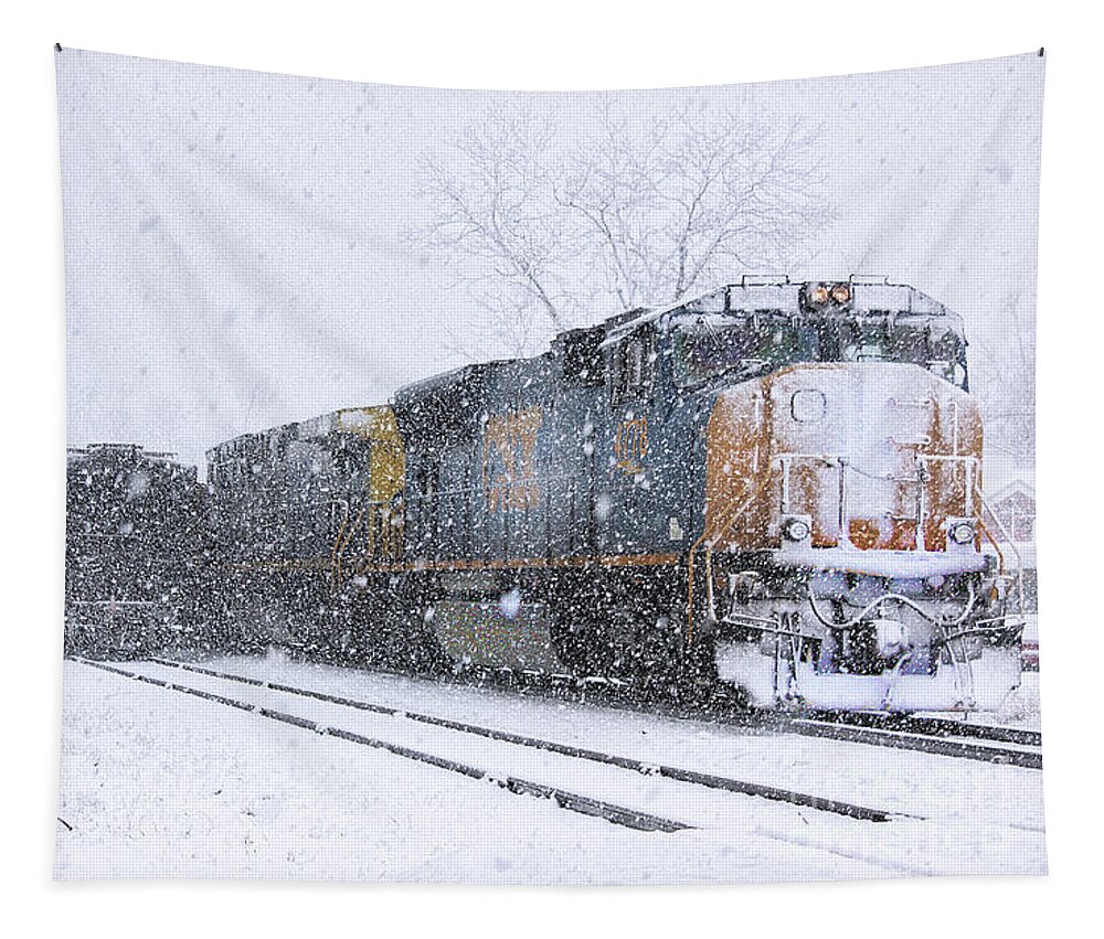 Csx. Trains Tapestry featuring the photograph Snow and Steel 2 by Rick Lipscomb