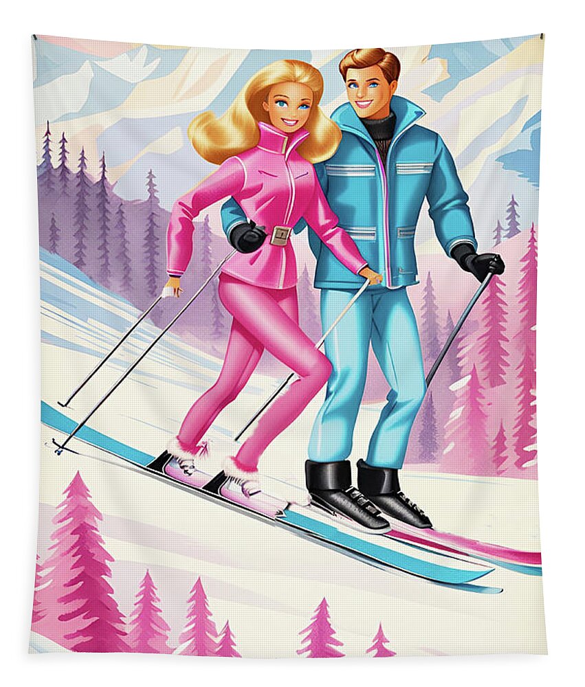 Snow Skiing with Barbie Tapestry