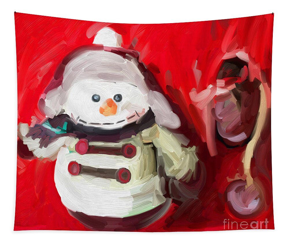 Snowman Ornament Christmas Doll Tapestry featuring the digital art Snowman Ornament Christmas Doll by Patricia Awapara