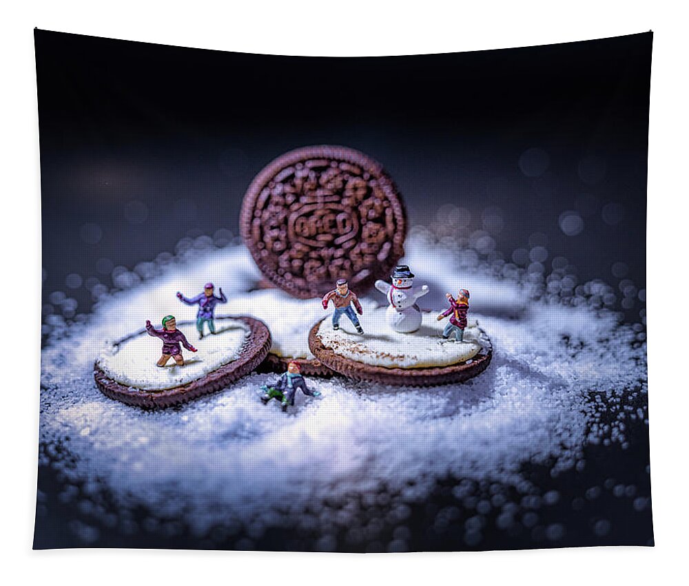 Oreos Tapestry featuring the photograph Snow Day Fun by Penny Polakoff