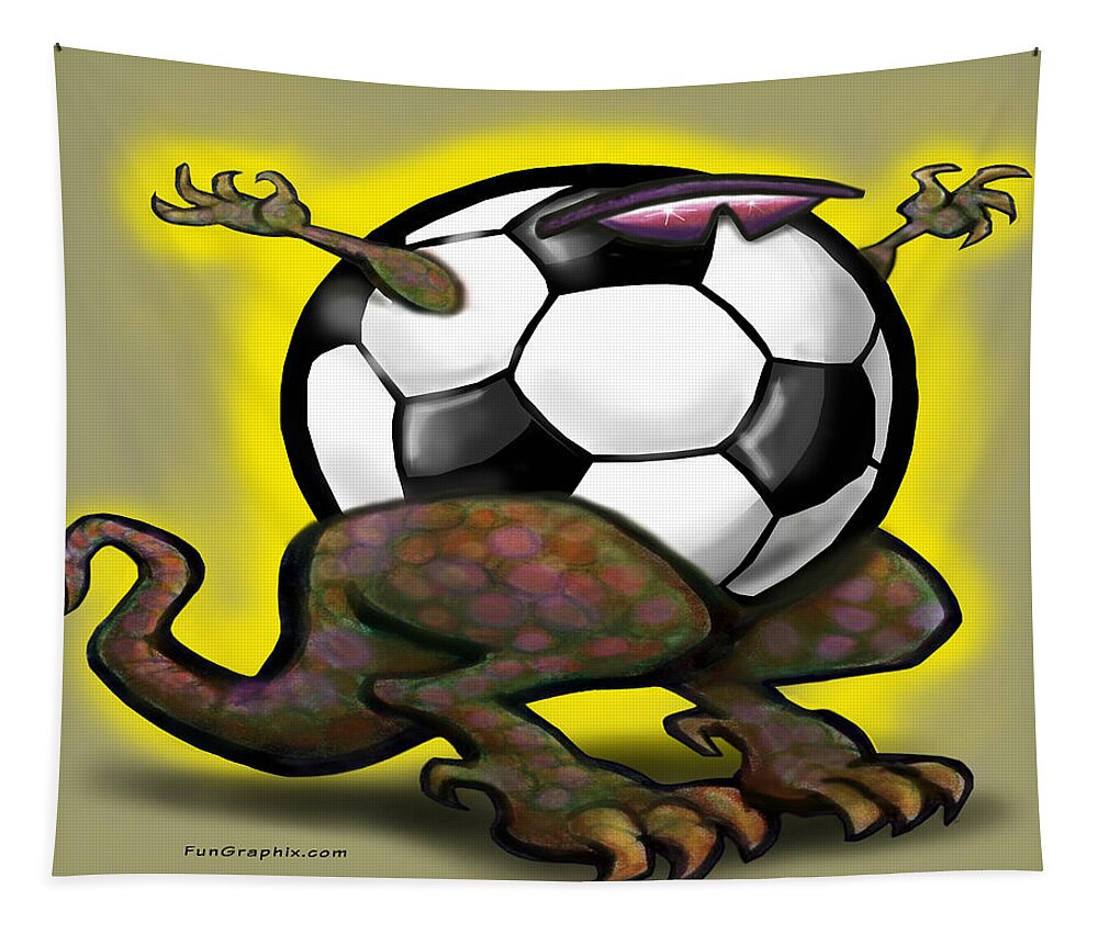 Soccer Tapestry featuring the digital art Soccer Zilla by Kevin Middleton