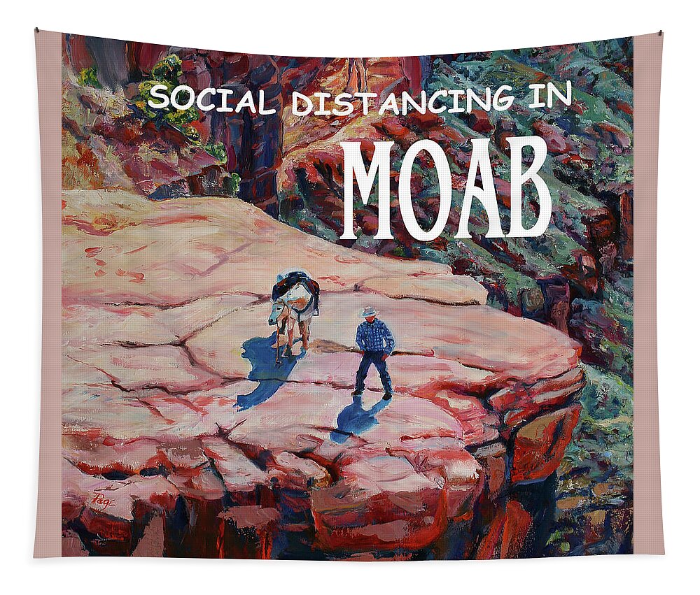 Facemask Tapestry featuring the painting Social Distancing in MOAB by Page Holland