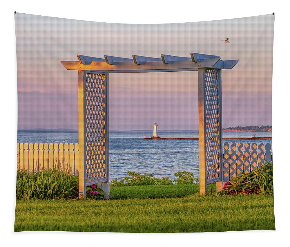 Sodus Point Lighthouse Tapestry featuring the photograph Sodus Point Lighthouse View by Rod Best