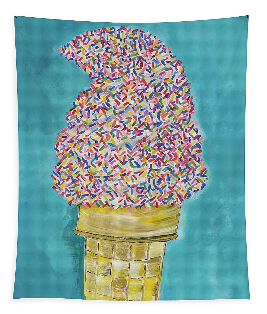 Ice Cream Tapestry featuring the painting Soft Serve with Sprinkles by Britt Miller