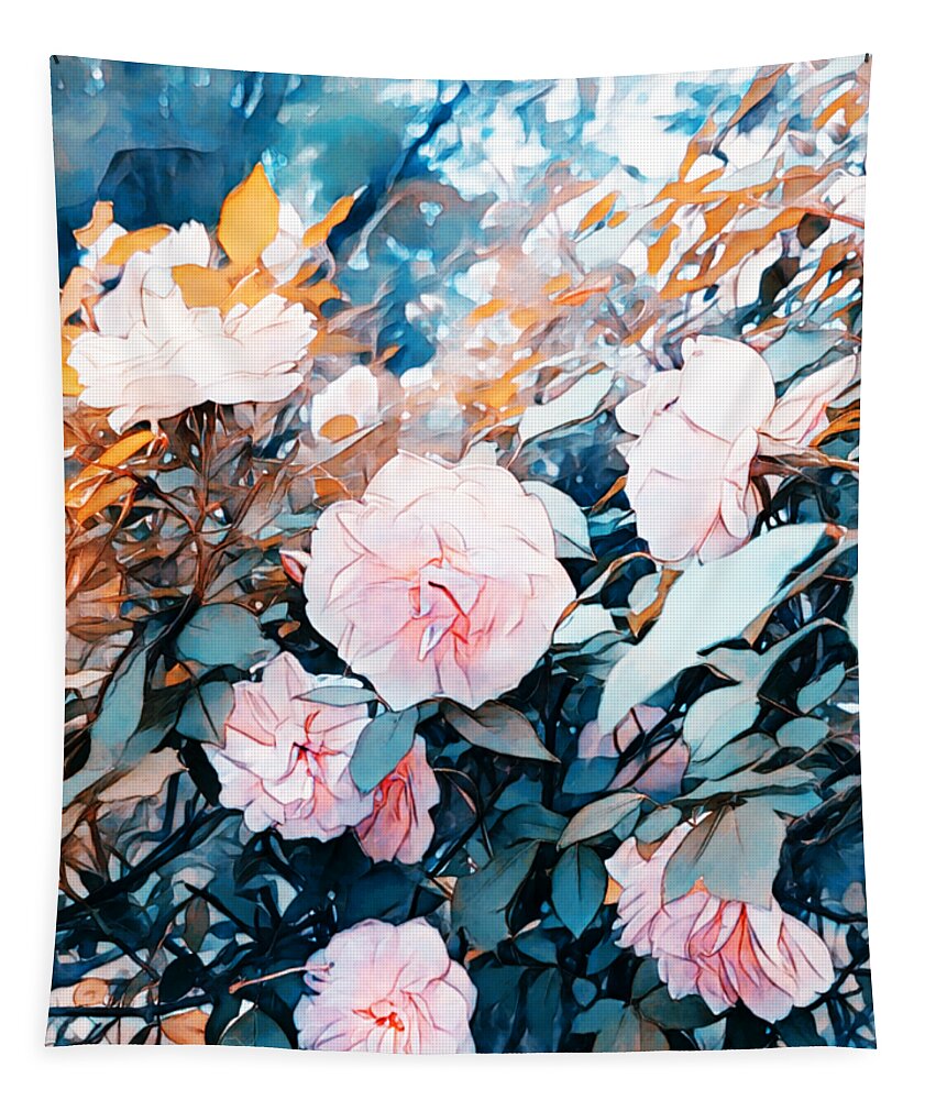 Soft Roses Tapestry featuring the digital art Softly Speaks These Roses by Pamela Smale Williams