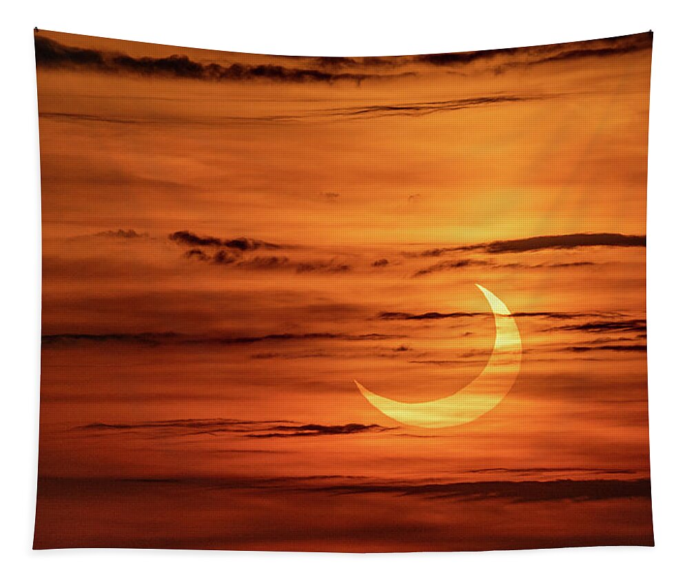 New York Tapestry featuring the photograph Solar Eclipse 2021 by Kevin Suttlehan