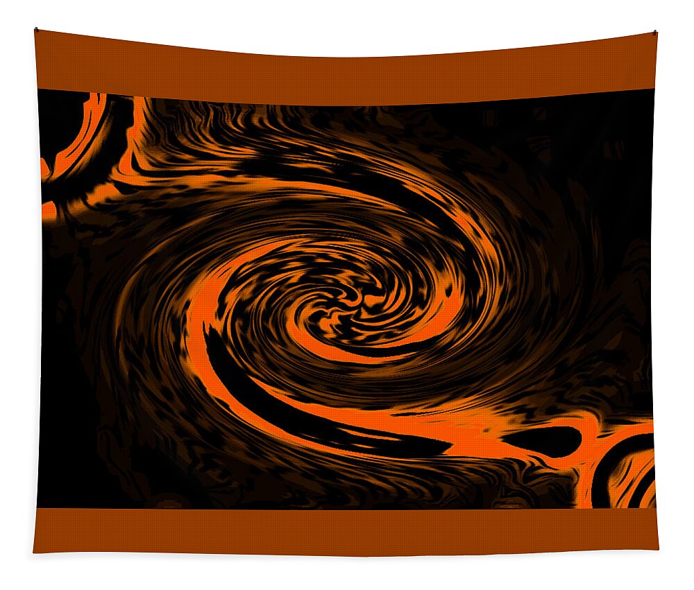 Abstract Art Tapestry featuring the digital art Solar Fractal Orange by Ronald Mills
