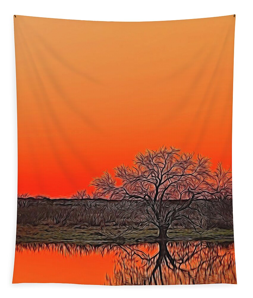 Sunset Tapestry featuring the digital art Solitude Standing by Brad Barton