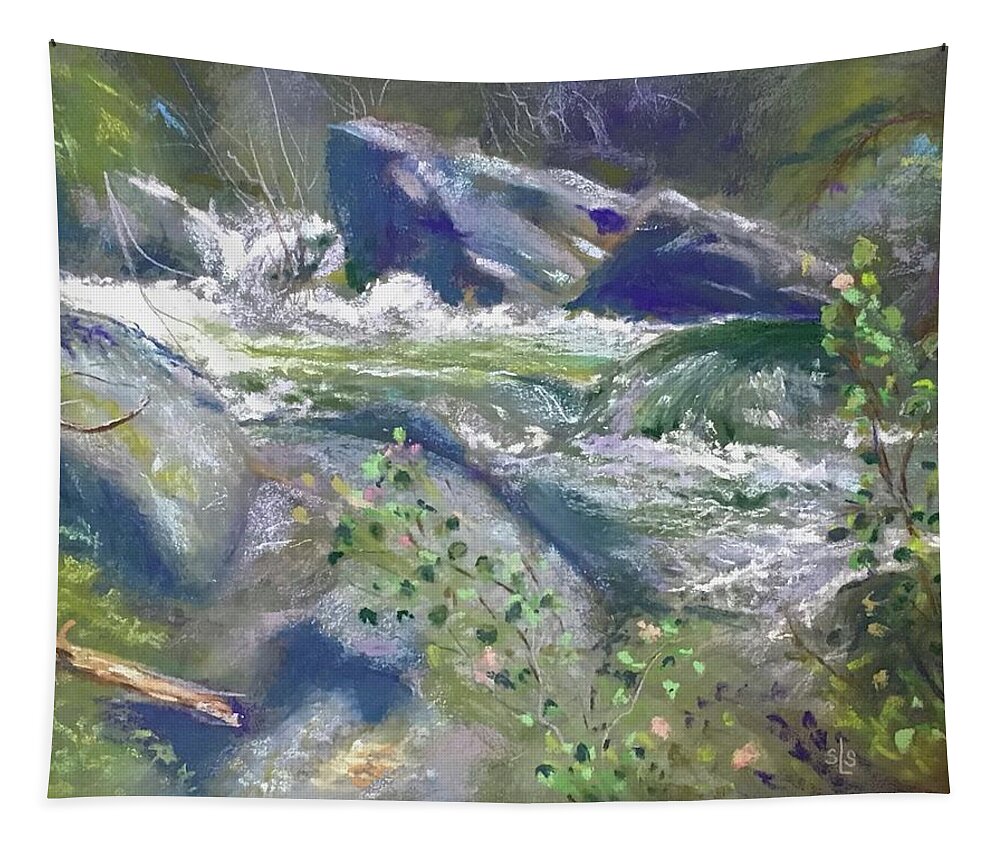 Rushing Water Tapestry featuring the pastel Song of Spring by Sandra Lee Scott